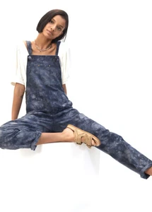 Anthropologie The Wanderer Tie Dye Relaxed Overalls Straps Blue Black 32 NWT - Picture 1 of 4