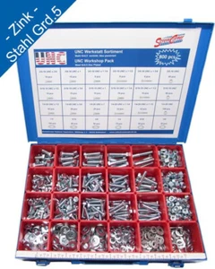 Bridge Inch Screw Assortment 800 PC Steel Grade 5 Galvanized - Bild 1 von 6