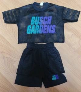 VTG 80s Kids Youth Size 9 Bush Gardens Amusement Park Outfit Mesh Shirt & Shorts - Picture 1 of 9