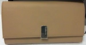 Liz Claiborne SS Grainy Smith Flats women's clutch Tan 7 1/2 x 4 New in box tags - Picture 1 of 7