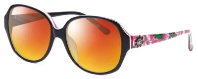 Vera Bradley Lillian Polarized Sunglasses Oversized in Black Priscilla Pink 57mm - Image 1 of 4