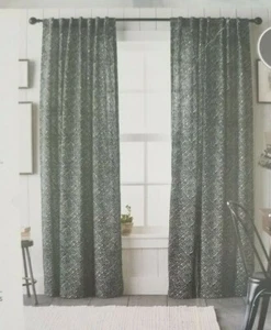 Paneles de bolsillo de varilla con estampado de diamante negro umbral de 2 piezas (1 par) 108" x 84" nuevos en paquete - Imagen 1 de 12