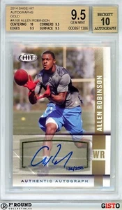 POP 1 Allen Robinson BGS 9.5 w 10 AU: 2014 SAGE HIT Autos Gold Rookie Gisto /250 - Picture 1 of 3