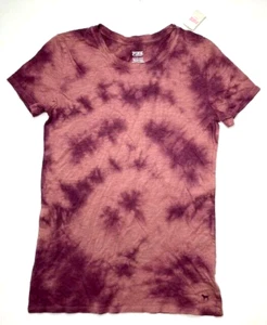 NWT VICTORIA'S SECRET PINK PERFECT TEE SHIRT SMOKY ROSE TIE DYE XS FREE SHIP - Bild 1 von 4