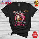 Girl Who Loves Flamingos And Pugs, Adorable Flowers Flamingo, Rainbow T-Shirt
