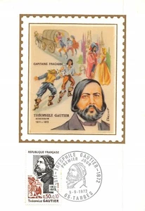 Maximum Card FDC Silk France THEOPHILE GAUTIER 1972 TARBES - Picture 1 of 2
