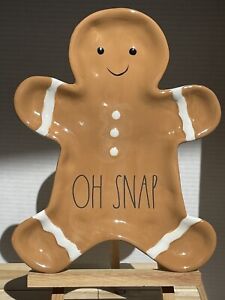 Rae Dunn “OH SNAP”Gingerbread Man Shaped Christmas Plate Ceramic Dish Brand New