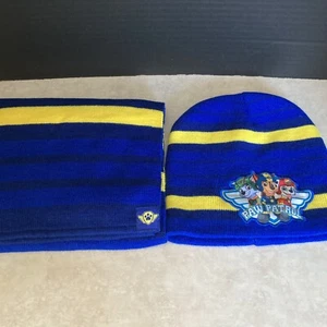 Paw Patrol Boys Hat & Scarf Set Blue& Yellow Youth Nickelodeon Winter NEW - Picture 1 of 7