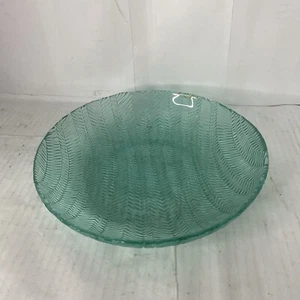 Arcoroc Turquoise Glass Bowl/ Plate Herringbone pattern 8.5”x 1" France - Picture 1 of 4