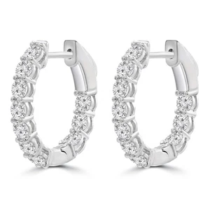 1.85 CT Round VS1 D Lab Created Diamond Earrings 14K White Gold - Picture 1 of 5