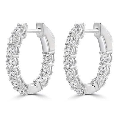 1.85 CT Round VS1 D Lab Created Diamond Earrings 14K White Gold - Image 1 of 4