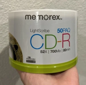 Memorex LightScribe CD-R 52X 700MB 80min 50 Disc Pack NEW SEALED - Picture 1 of 4