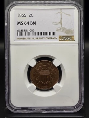 1865 Two Cent Piece 2c NGC MS64 BN - Image 1 of 4