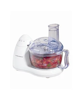 HAMILTON BEACH COMPACT 8-CUP FOOD PROCESSOR, VEGETABLE CHOPPER, 70450 - WHITE - Picture 1 of 2