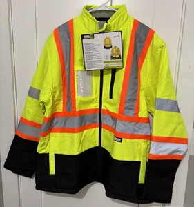 Holmes Workwear Hi-Vis Yellow Softshell Jacket, Waterproof, Reflective 2XL - Picture 1 of 5