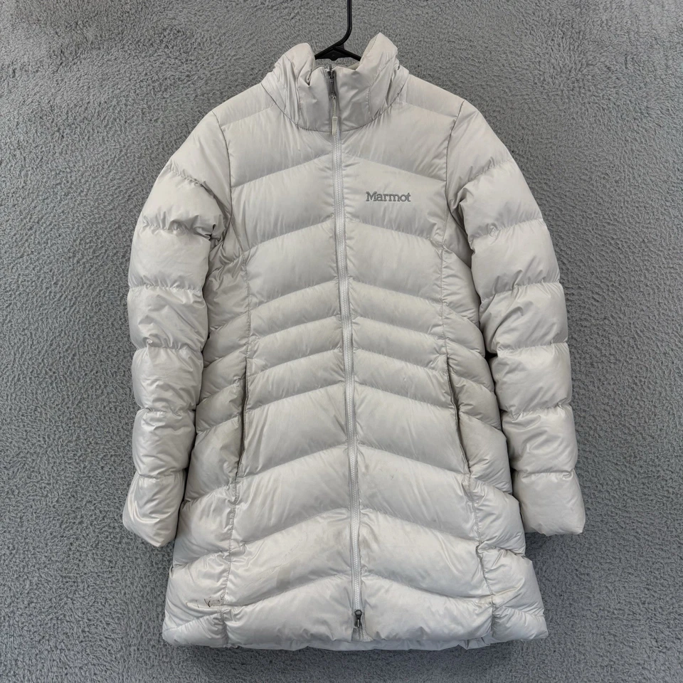 Chaqueta Marmot Mujer Pequeña Gris 700 Relleno Parka Abrigo Puffer Varma Exterior Foto 1 de 4