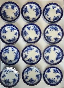 8 Pcs Flow Blue China - Henry Alcock semi-porcelain Touraine Dinner plate 8-7/8" - Picture 1 of 10