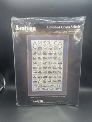 Janlynn Counted Cross Stitch #977-78 America Land That We Love 1988 New/Sealed - Image 1 of 4