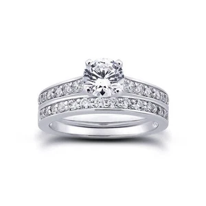 1 3/4ct I SI1 Round Natural Certified Diamonds 14k Classic Engagement Ring Set - Picture 1 of 4