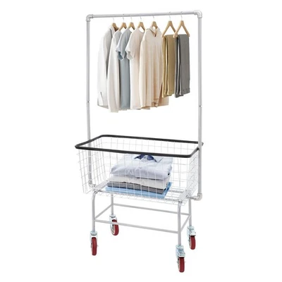 Commercial Wire Laundry Cart with Wheels, Heavy Duty Steel Basket - Image 1 of 4