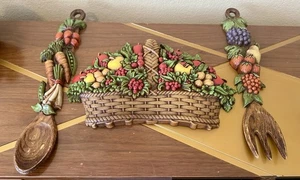 3 Piece Homco Wall Decor Fruit Basket, Fork, and Spoon - Picture 1 of 11