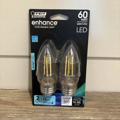 Feit Electric 2 Pack Dimmable LED Chandelier Bulbs 5000K Daylight 60W Equivalent - Image 1 of 4