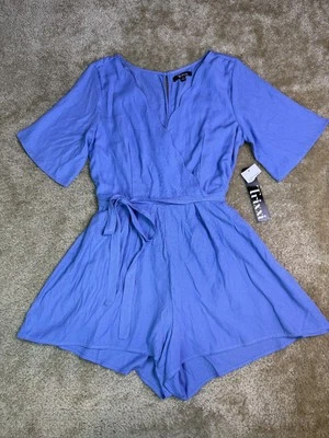 Trixxi 女式蓝色扇贝腰带连身裤中号全新带标签 D197 — 第 1/4 张图片