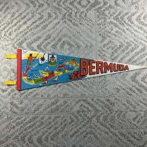 Vintage Bermuda Islands Pennant Tourism Felt 1960s 70s 80s Retro Beach GREAT - Picture 1 of 6