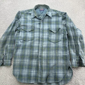 Pendleton Wollflanell Hemd Herren 17 große Knopfleiste grün blau kariert Vintage *Mängel - Bild 1 von 16