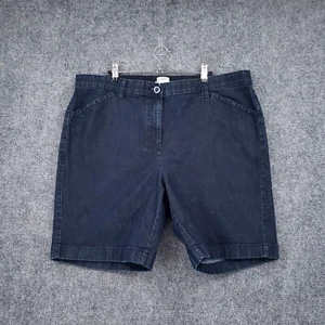 LL Bean Shorts Womens 18W Plus Blue Classic Fit Denim Bermuda Stretch High Rise - Picture 1 of 15