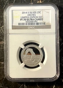 2014-S Arches Silver Quarter US Mint Limited Edition Set NGC PF70 Ultra Cameo - Picture 1 of 2