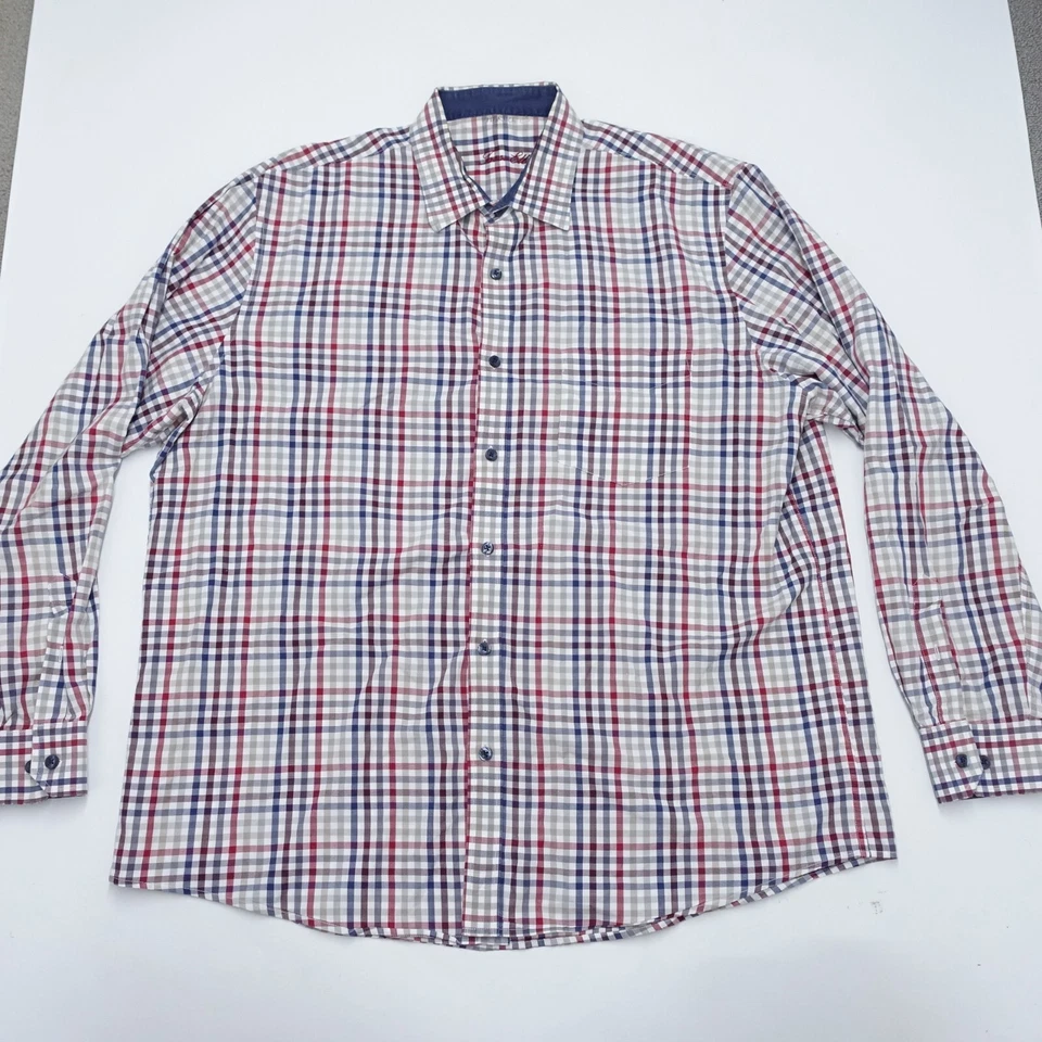 Tasso Elba Dress Shirt Men's XL (17-17.5) Plaid 100% Cotton Fit Formal Classic - Image 1 of 4