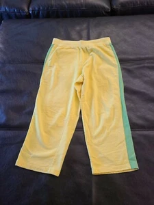 Mountain Lake Casuals Cropped Pants Sz Medium Yellow with Green Stripe Cotton - Picture 1 of 8