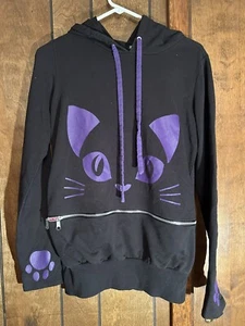 Hot Topic Hoodie Size Small Black Purple Cosplay Pullover Zipper Mouth - Picture 1 of 8