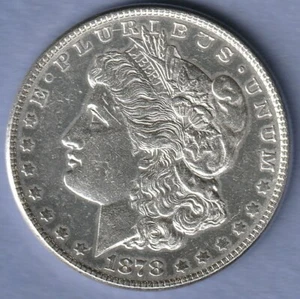 1878-P 7TF Rev of 1878 MORGAN SILVER DOLLAR. Our Opinion is AU+ Cleaned. #2 - Picture 1 of 4