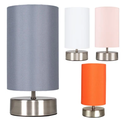 MINISUN Chrome Bedside Touch Table Lamp 24cm Desk Task Light Lampshade Bedroom Dimmable