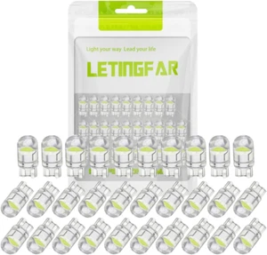 194 LED Light Bulb White 6000K Pack of 30, 168 2825 W5W T10 Wedge COB Bulbs - Picture 1 of 12