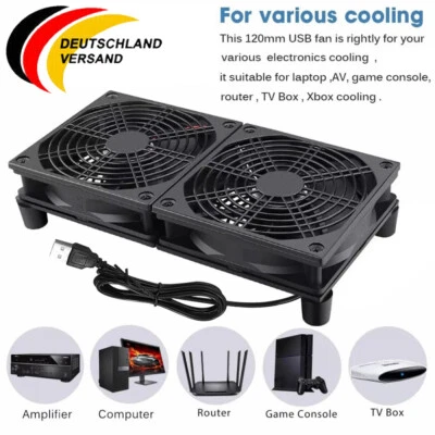 2in1 12V USB Ventilator 120mm Leise PC Gehäuselüfter Einstellbare Doppel Lüfter - Bild 1 von 4