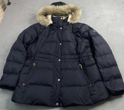 Lauren Ralph Lauren Coat Women 2XL Blue Parka Down Puffer Sherpa Fur Hood Winter - Image 1 of 4