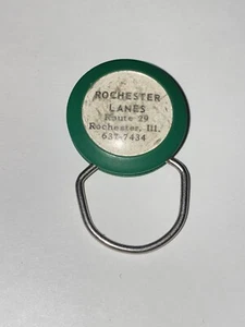 Rare Vintage Rochester Lanes Route 29 Rochester Illinois Advertising Key Ring - Picture 1 of 10