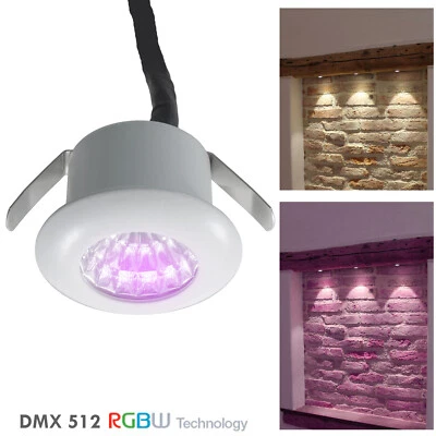 Faretto LED mini RGB RGBW SPOT incasso 25mm 2W 24V sincronizzabile DMX512 luce - Immagine 1 di 4