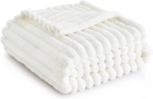 White Throw Blanket for Couch - Super Soft Cozy Blankets for Women, Cute Small F - Picture 1 of 12