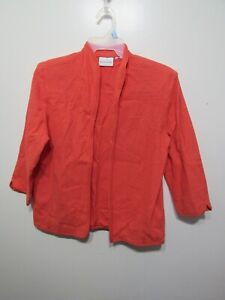 Alfred Dunner Blazer Size 12 Orange Open Front Lined Long Sleeve Casual Work