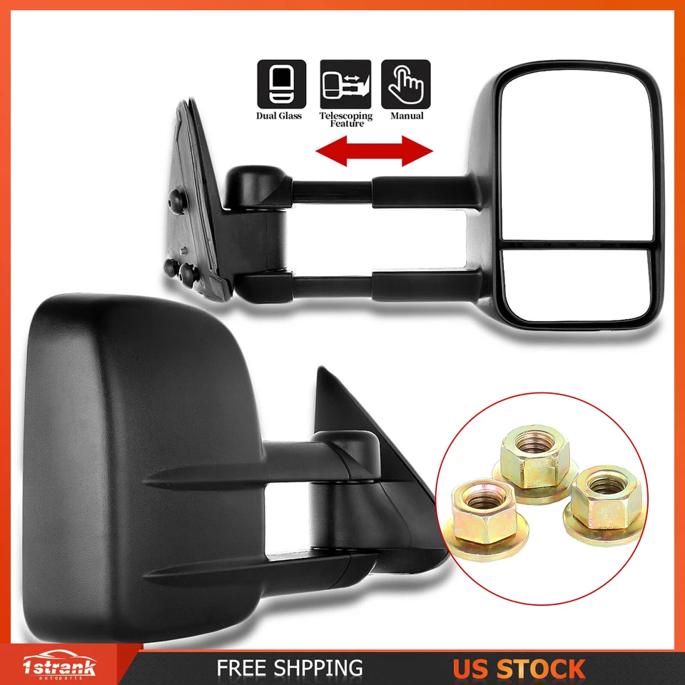Pair Manual Tow Mirrors for 99-06 Chevy Silverado GMC Sierra 1500 2500 3500 HD - Изображение 1 из 4