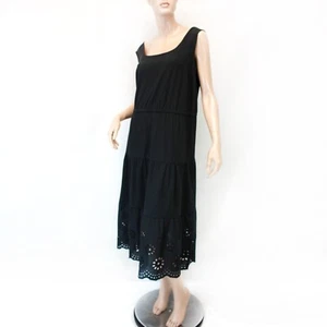 Talbots Plus Casual Black Sleeveless Embroidered Summer Dress 0X Petite - Picture 1 of 11