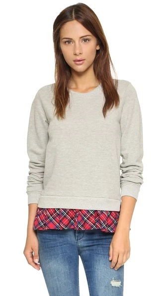 NUEVA Sudadera con Volantes Clu Too XS - Gris Jaspeado/Rojo a Cuadros (EXTRA PEQUEÑA) Foto 1 de 1