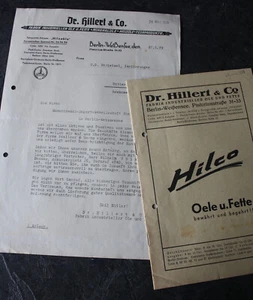 Schriftverkehr/Katalog, Dr. HILLERT & Co., Fabrik ind. Öle u. Fette, Berlin 1939 - Bild 1 von 2