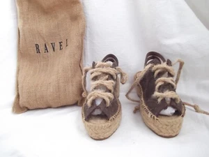 Womens Platform Wedge Lace Up Summer Shoes Size 3 Ravel New with Bag Dark Brown - Picture 1 of 8