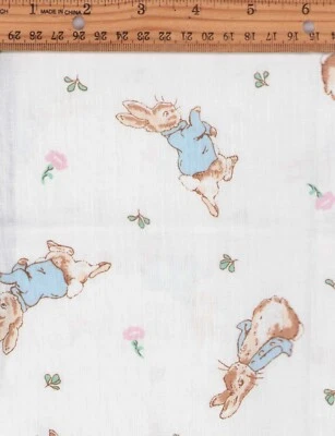 VINTAGE Beatrix Potter Peter Rabbit Cotton Fabric Sewing Quilts OOP 21x24" RARE - Image 1 of 2