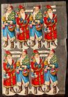 Lot victorien années 1890 figurines découpées Père Noël bleu rouge avec arbres cadeaux Allemagne